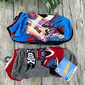 Boys Spiderman & Hot Wheels No Show Comfy Socks 2, 6-Packs Size L
